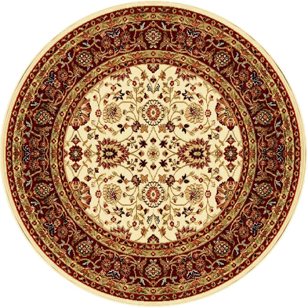 Dynamic Rugs 2803-130 Yazd 5.3 Ft. X 5.3 Ft. Round Rug in Cream/Red